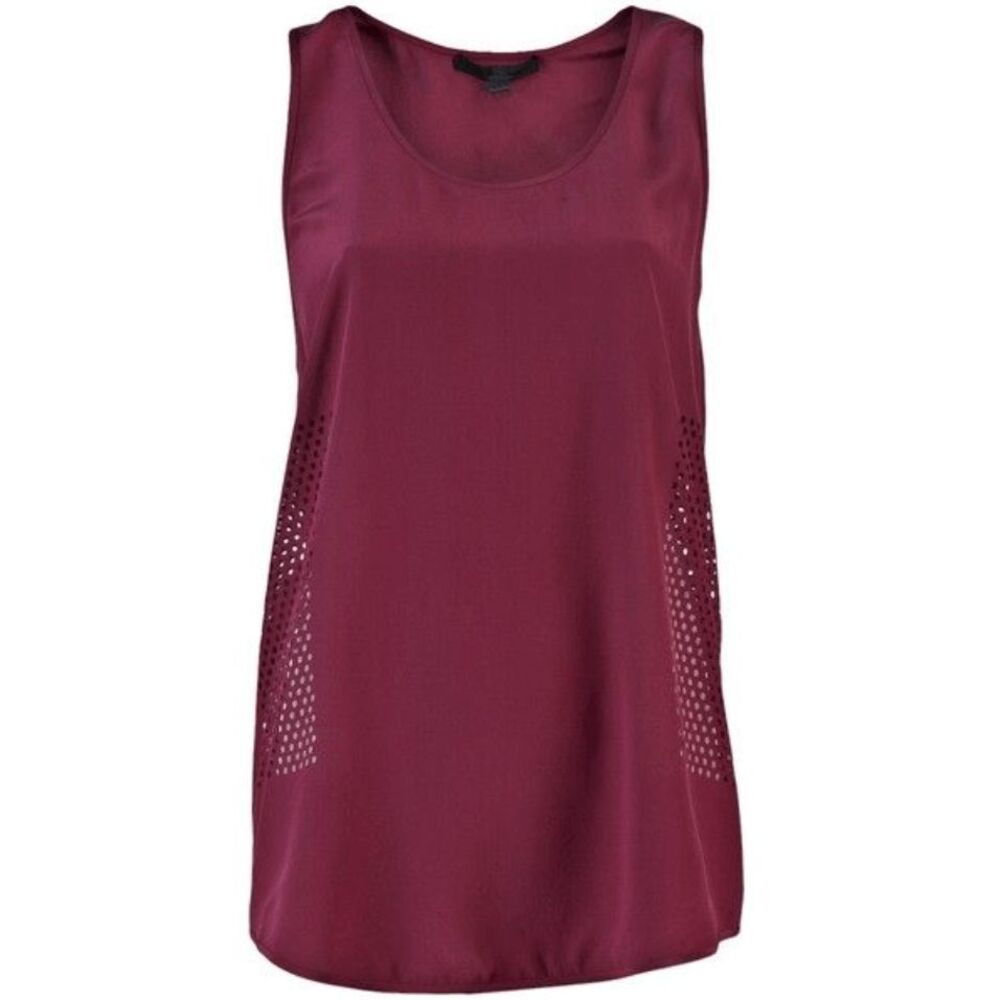 ALEXANDER WANG Maroon Burgundy Laser Cut Silk Tank Top Blouse Shirt Sz 8